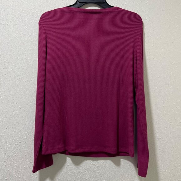 Banana Republic Womens Medium Ribbed Knit Top Red Long Sleeve Boat Neck NWT - Picture 7 of 12